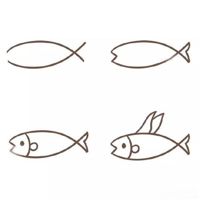 简单又好看的鱼怎么画,各种各样的鱼简笔画图片合集