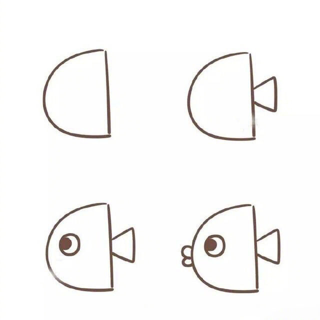 简单又好看的鱼怎么画,各种各样的鱼简笔画图片合集