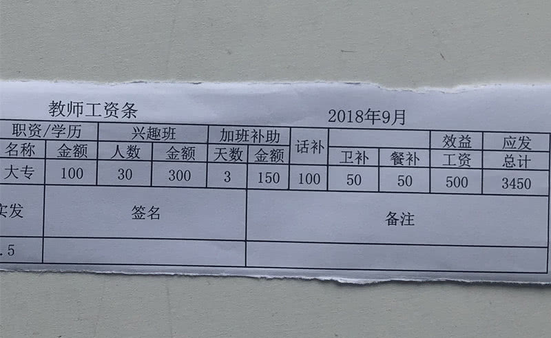 某女幼师抱怨"工资低,怒晒工资条,网友看完"炸开了锅|幼师|工资条|