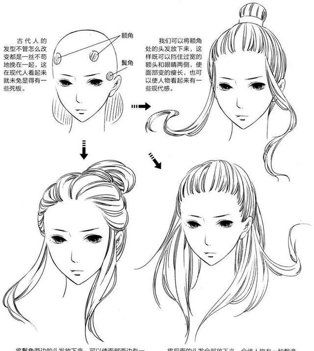 插画教程|古风发型怎么画?以及各种发型参考