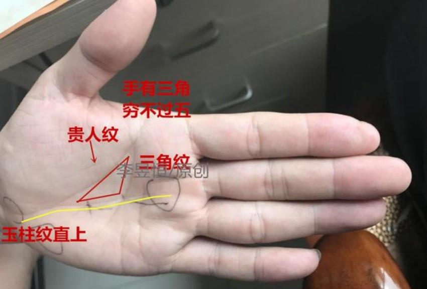 手相:三角纹在手,富到九十九;感情线双重,情感多缠绵!