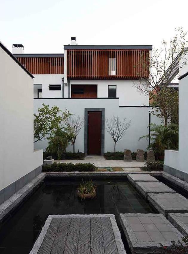 江南水乡现代新中式别墅,江南园林和传统民居的现代表现