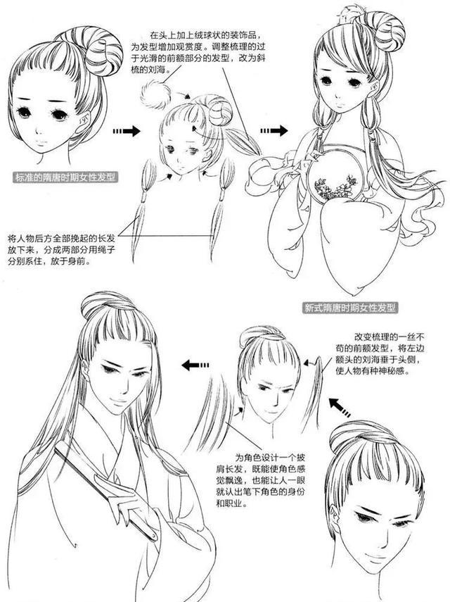 插画教程|古风发型怎么画?以及各种发型参考
