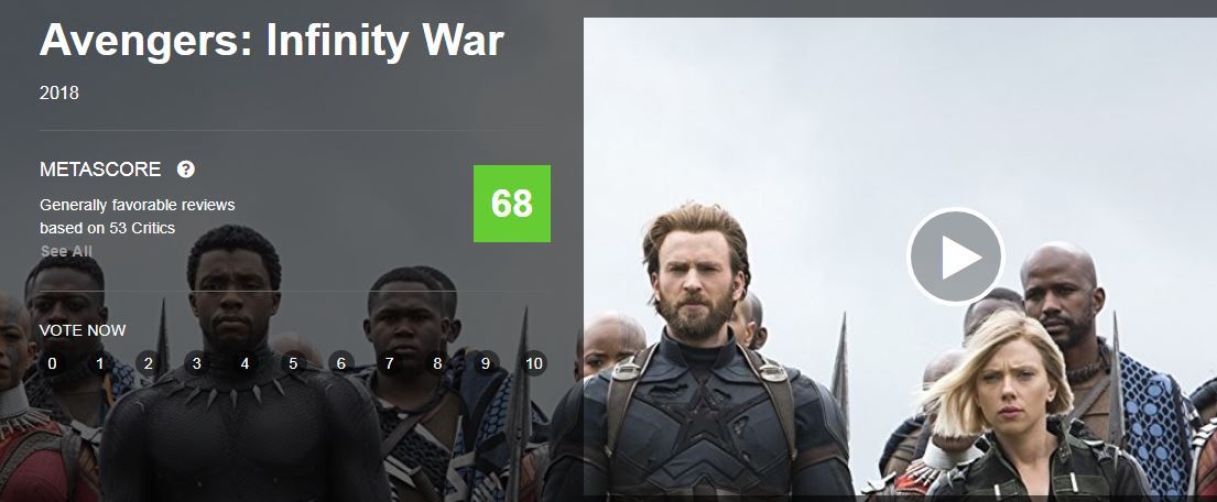 《复仇者联盟1、2、3》三部影片目前在烂番茄