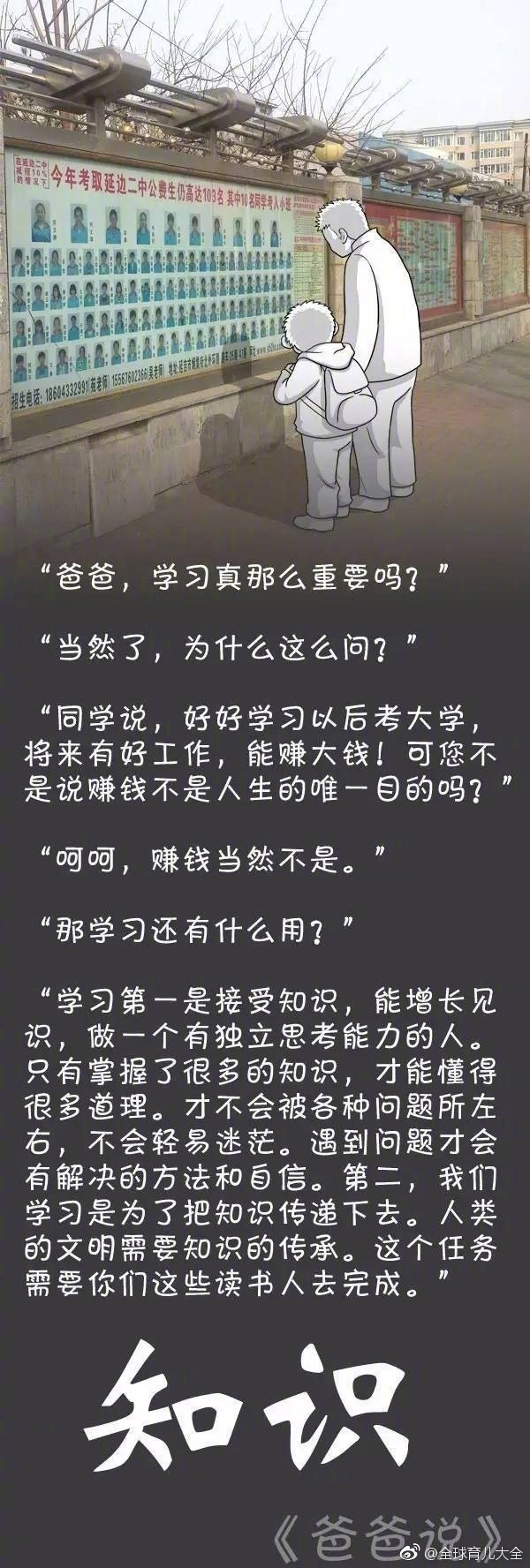 一组《爸爸说》的漫画,关于自尊,自爱,自强,自信. .