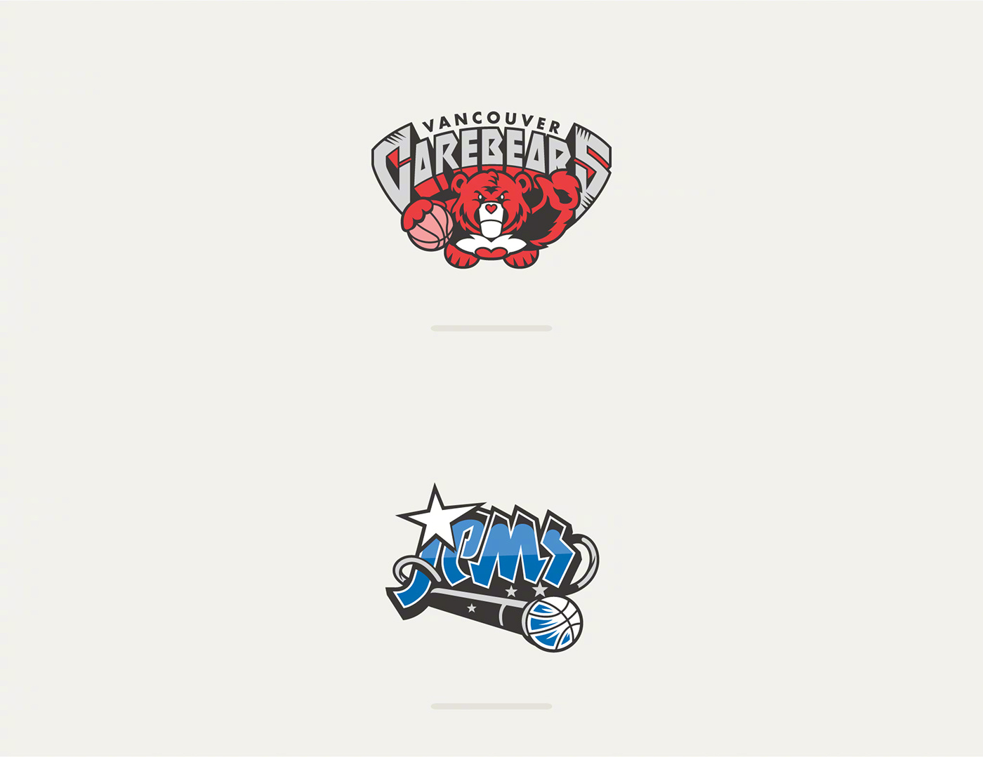 "当我们是孩子的时候,用我们喜欢的漫画制作nba球队的logo.