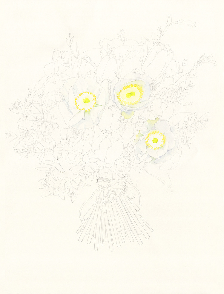 《春之精灵》花束水彩绘画步骤图来自画师@苏