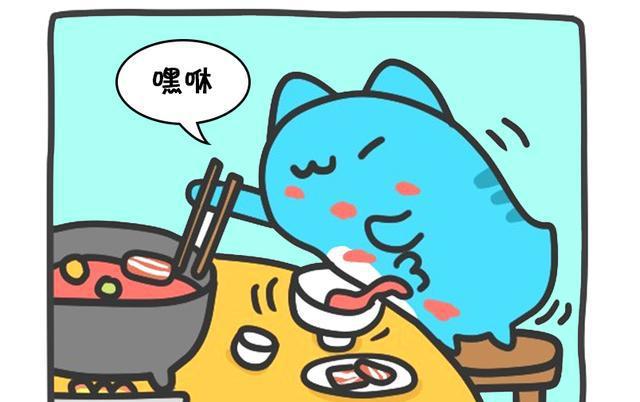 恶搞漫画:爱吃肉的小猫咪吃火锅
