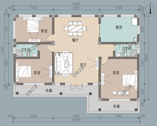 15米x10米平房图纸,15米x10米房屋设计图 农村自建16米*11米平房,既接地气,又有豪华别墅的舒适