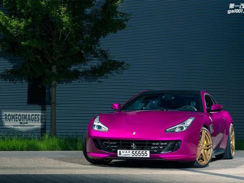 紫色法拉利GTC4Lusso改装金色Vossen轮毂！