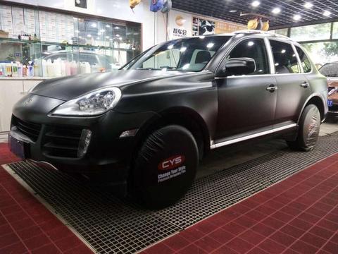 保时捷卡宴陶瓷黑汽车改色贴膜效果图