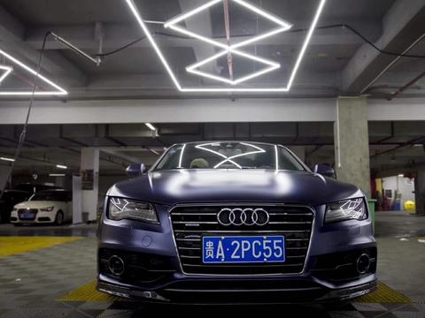 奥迪A7车身改色，金属午夜蓝实车图集