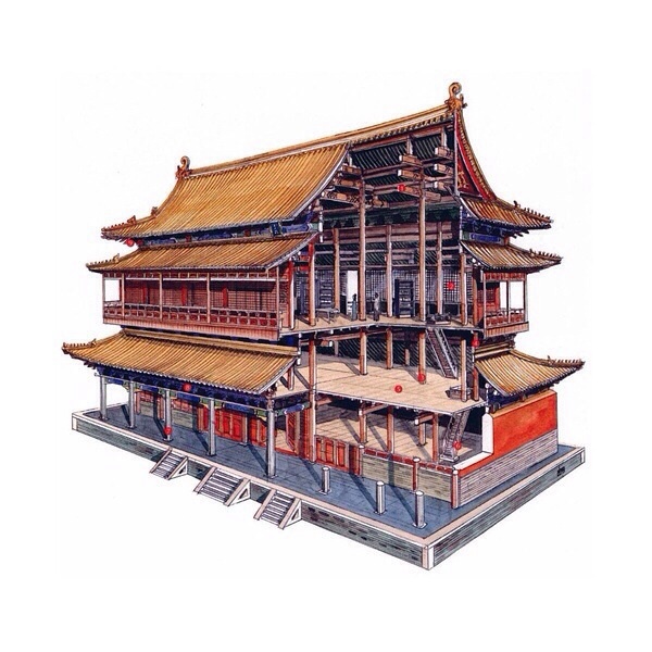 中国经典古建筑透视图.