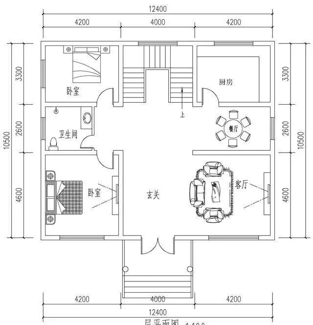 12x10米农村自建二层别墅, 窗户造型很赞!