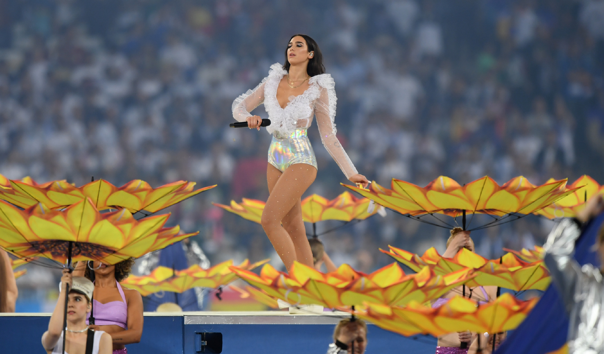 昨夜的Dua Lipa。2018年5月26日,欧冠决赛,皇