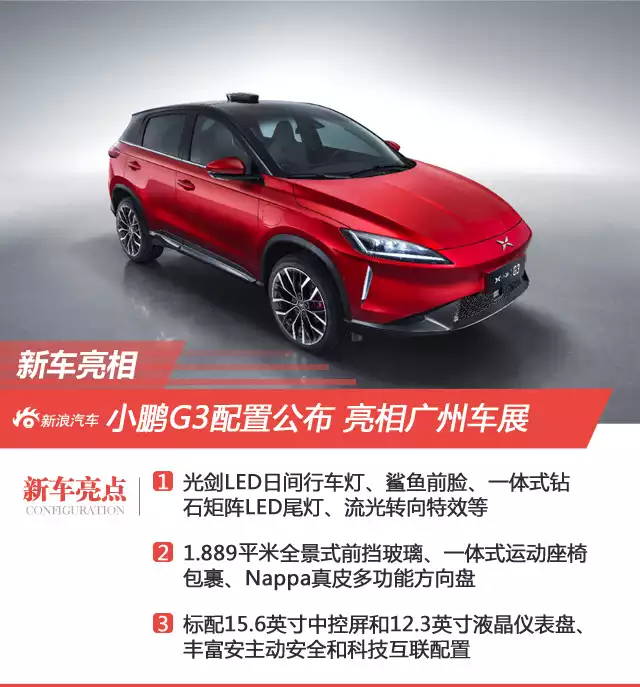 小鹏G3配置信息正式公布 将亮相广州车展