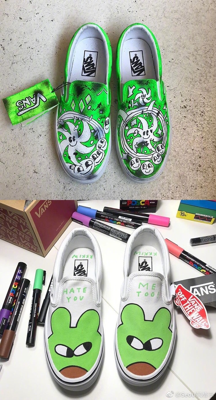 网友DIY的涂鸦版Vans鞋,太独特了吧,直接避免