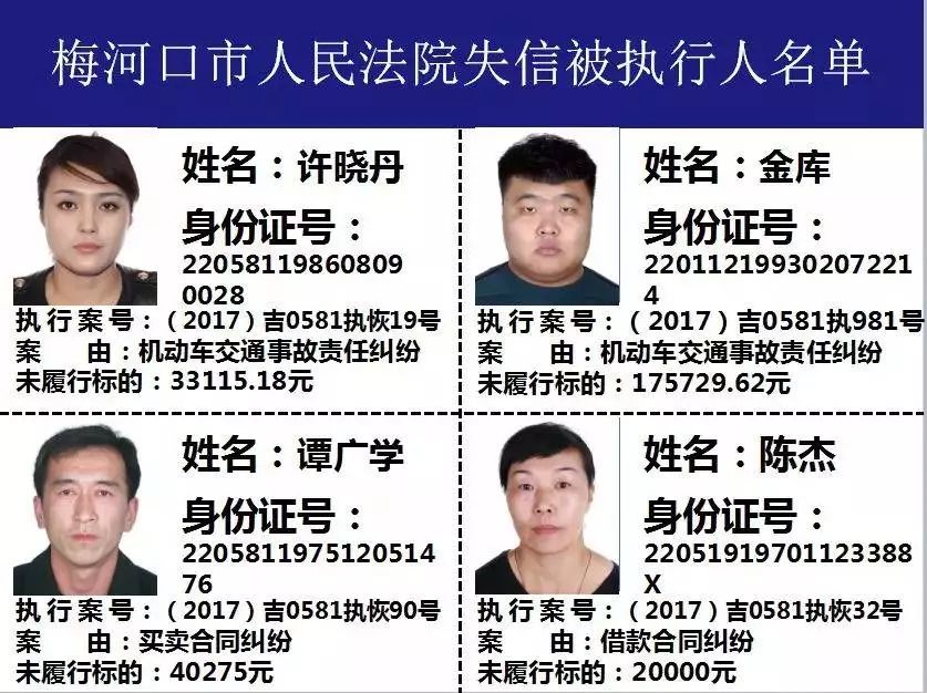 吉林省这些“老赖”欠钱不还，实名曝光!