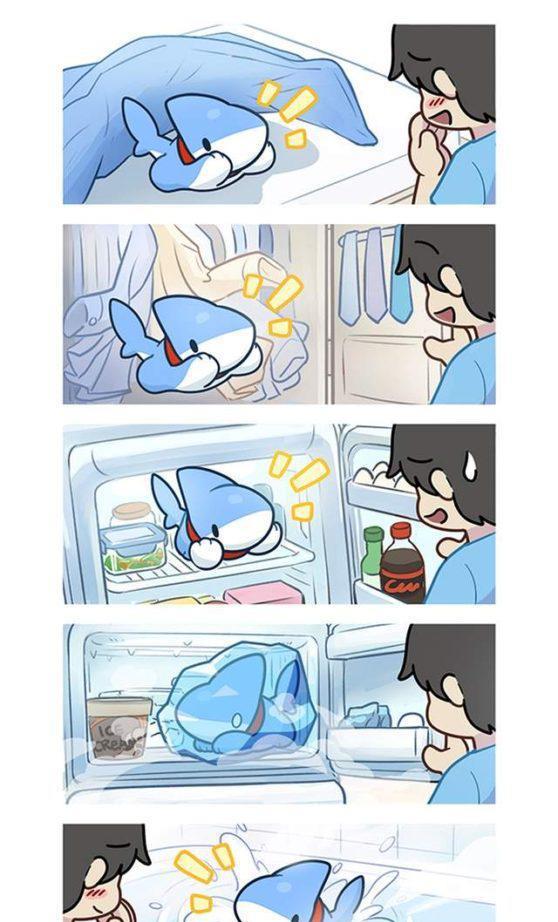 鲨鱼也能卖萌？韩国漫画师画出比狗狗还爱撒娇的小鲨鱼生活日常！