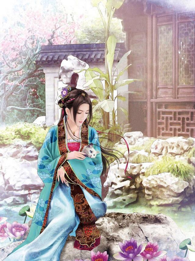 古风手绘美人图:万里江山不如你眉间一点朱砂