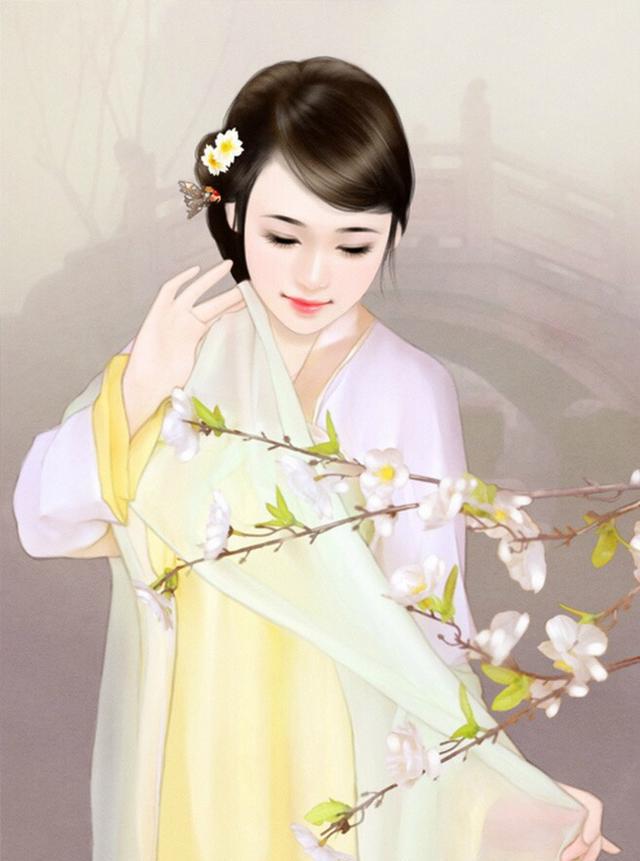 古风手绘美人图:万里江山不如你眉间一点朱砂