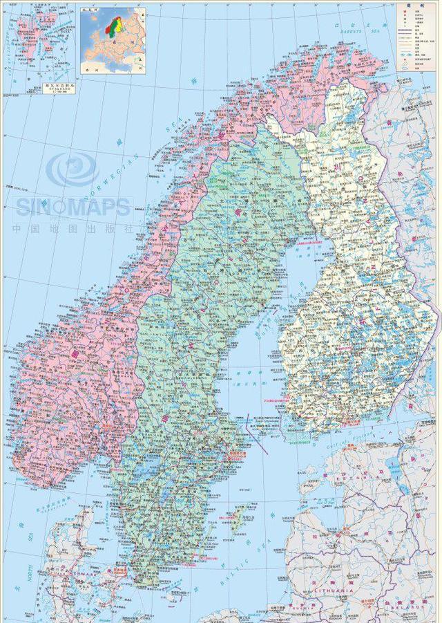 挪威,瑞典,芬兰地图