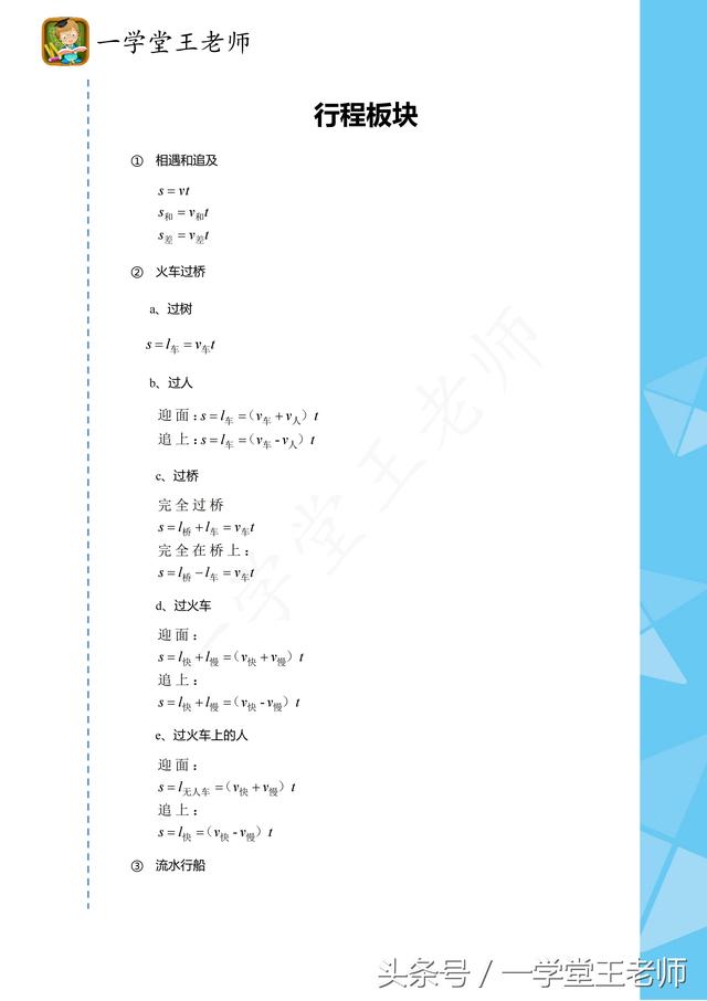 王老师数学分享~小学奥数常见解题套路公式集