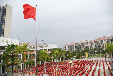 向国旗敬礼!三水乐平千余名学生摆出国旗造型