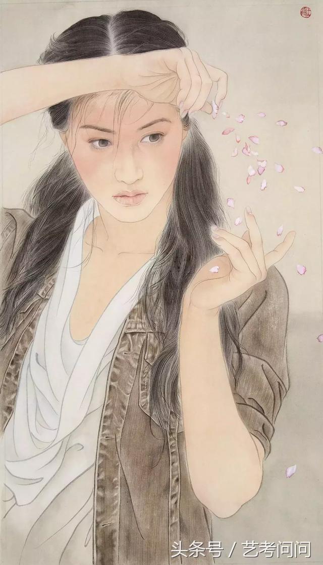 他笔下的江南才女，每一根发丝仿佛都充满理想化气质和诗意