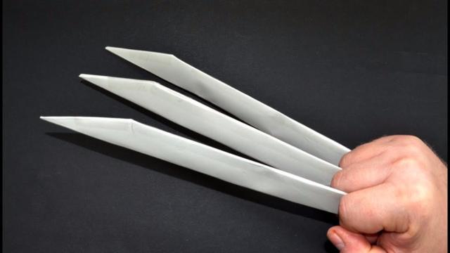 教你折纸无坚不摧的金刚狼爪刀,简单好制作,男孩最