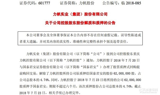 股权多次质押 力帆被疑资金链还能维持多久