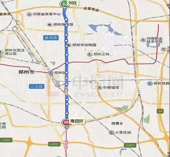 郑州至新郑机场地铁线路图(地铁2号线 城郊线)