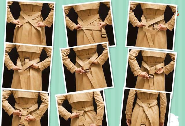 风衣带子后系法图解_女风衣腰带后系法图解