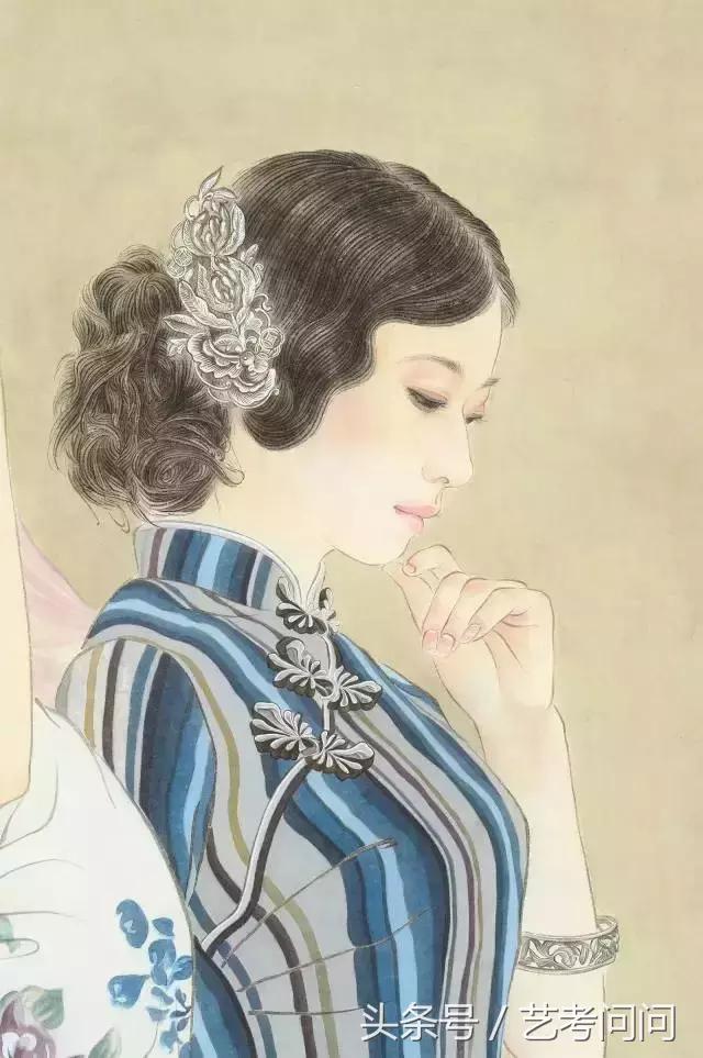 他笔下的江南才女，每一根发丝仿佛都充满理想化气质和诗意