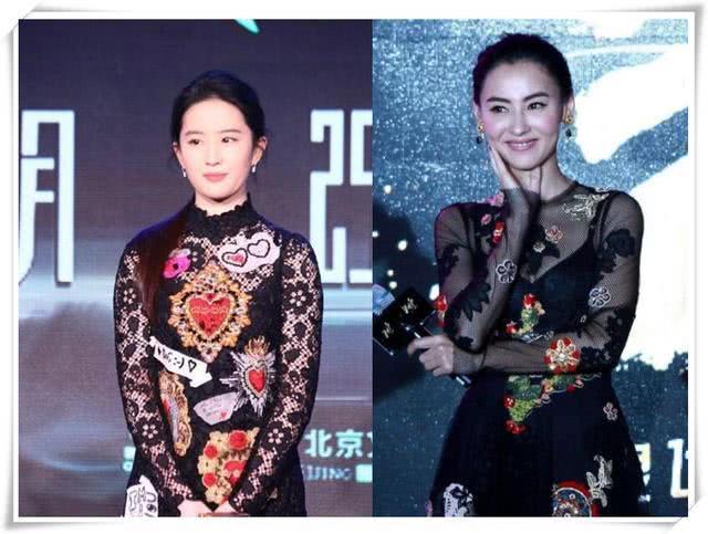 当张柏芝与刘亦菲同穿透视蕾丝裙,网友直呼:姜还是老的辣啊!
