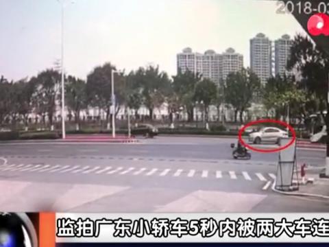 被大巴和搅拌车连环撞，博瑞车主还安然无恙，堪称真正的公路坦克