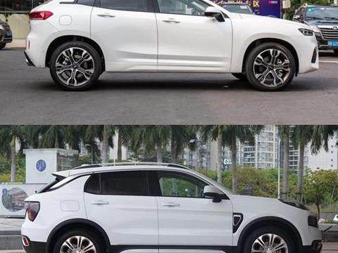 领克01和VV7停在一起