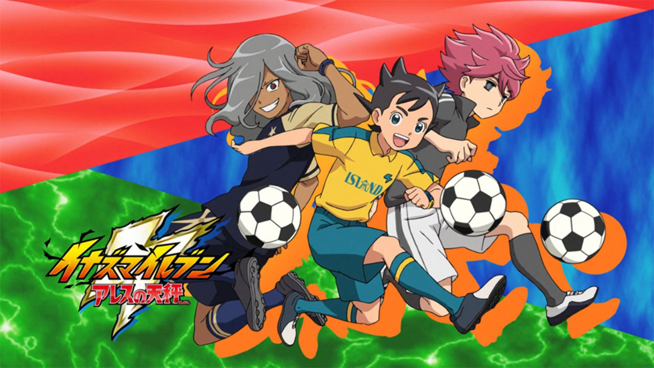 《闪电十一人 阿瑞斯的天秤》胖子王牌小僧丸前锋踢出火焰龙卷