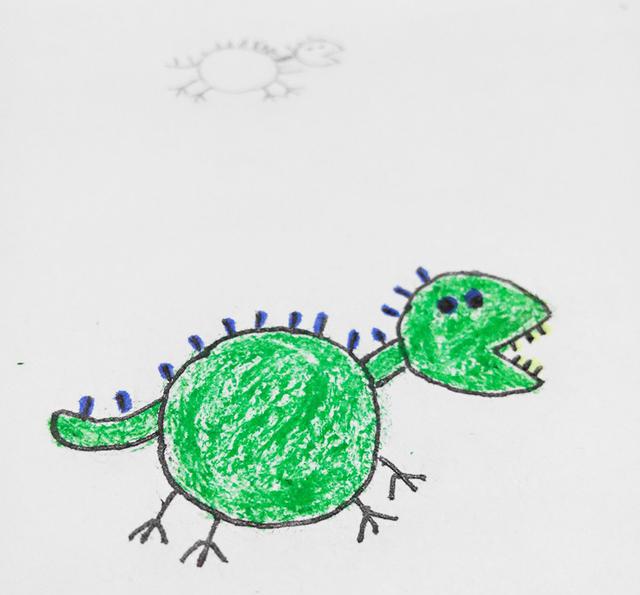 幼儿创意简笔画|小猪佩奇里的恐龙玩具和乔治画的恐龙