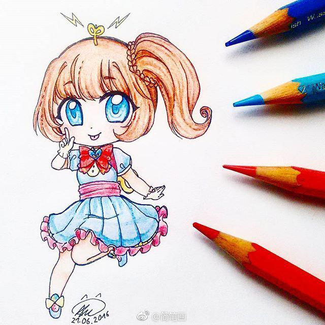 彩铅手绘动漫少女(by:alustrations)