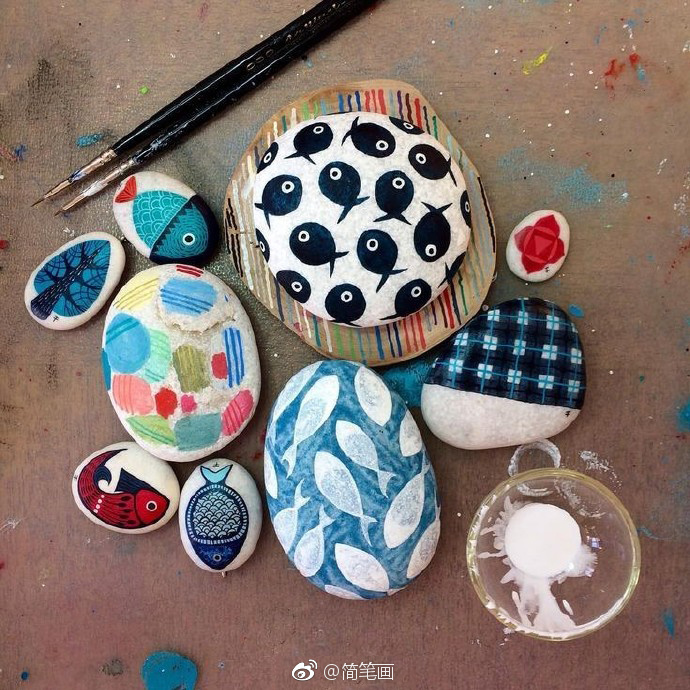 创意石头画,把鹅卵石变废为宝