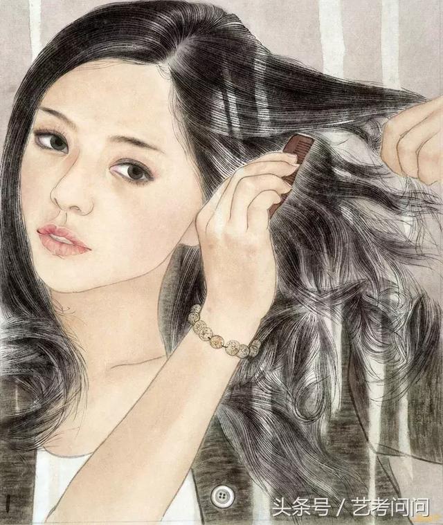 他笔下的江南才女，每一根发丝仿佛都充满理想化气质和诗意