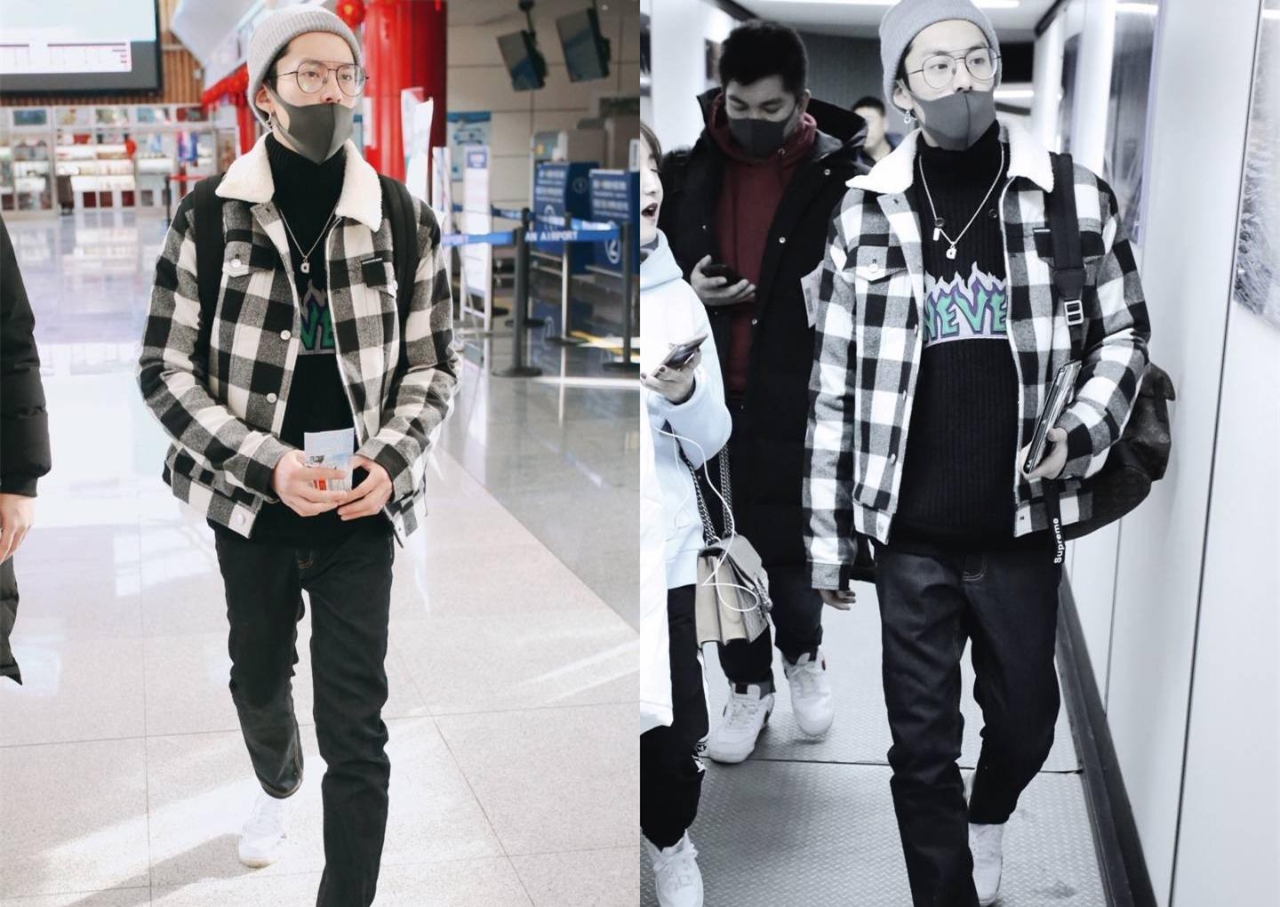 官鸿王鹤棣同穿高领毛衣,一个配大衣,一个搭格