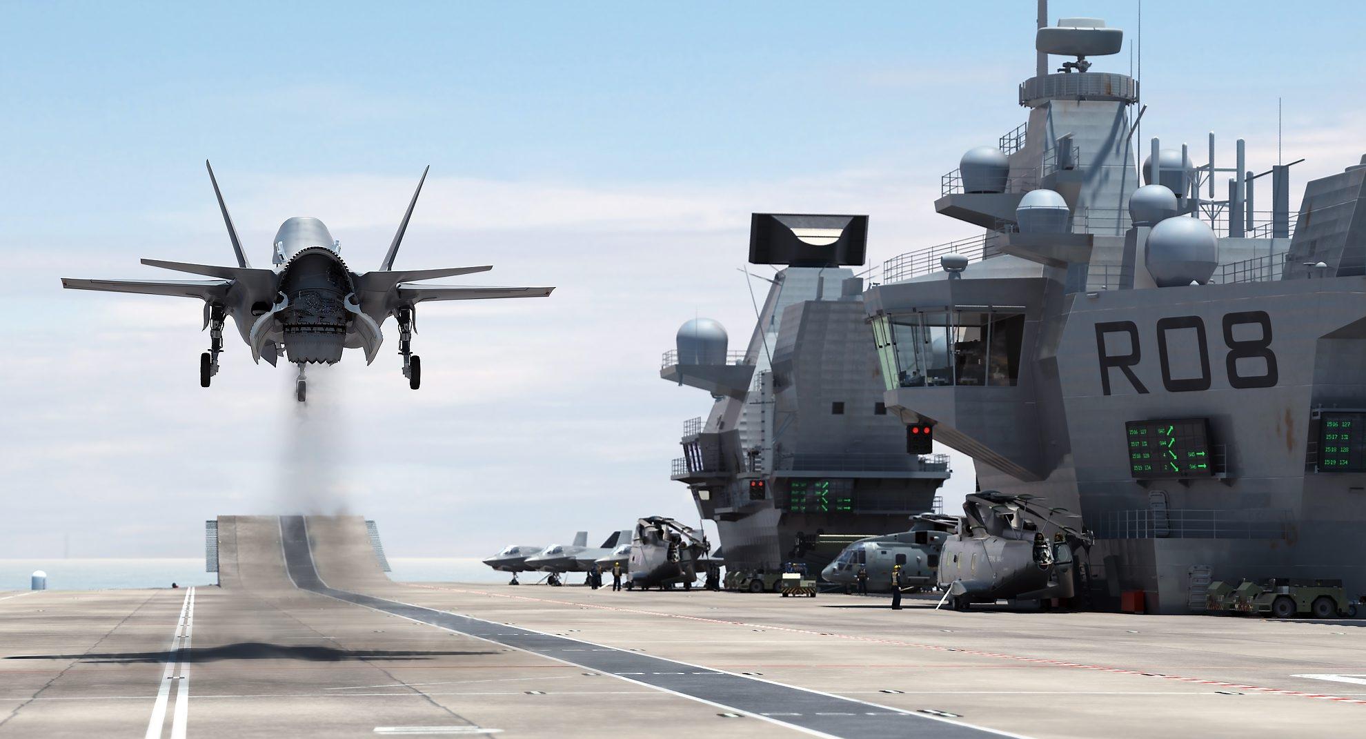 伊丽莎白女王号航母即将服，搭载的战机F35B远不如F35