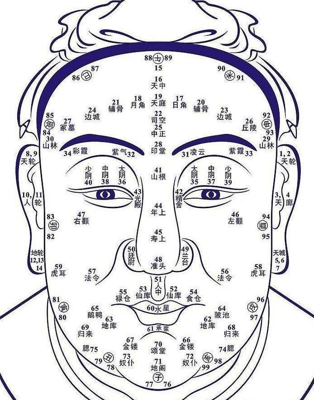 面相学,面部部位的痣所代表的含义