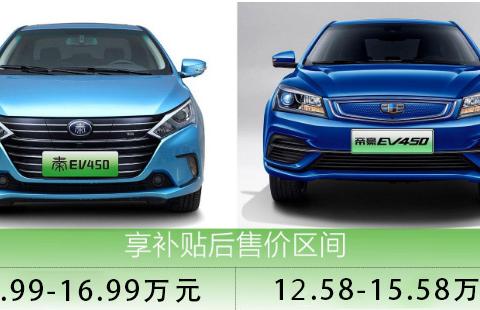 秦EV450对比帝豪EV450，续航都超400公里，还有其它差距吗？