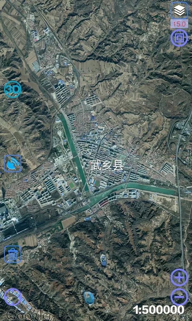 长治卫星地图,相同的比例尺比较各县市大小~