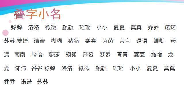 起来起去还是叠字小名最好听, 2017叠字