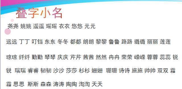 起来起去还是叠字小名最好听, 2017叠字