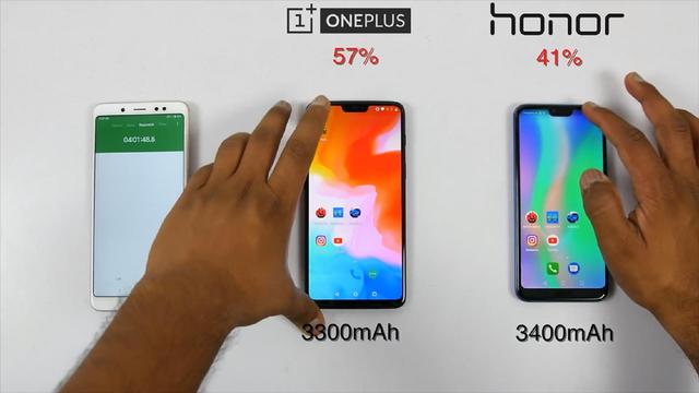 一加手机6和荣耀10续航测试:电量差不多 使用